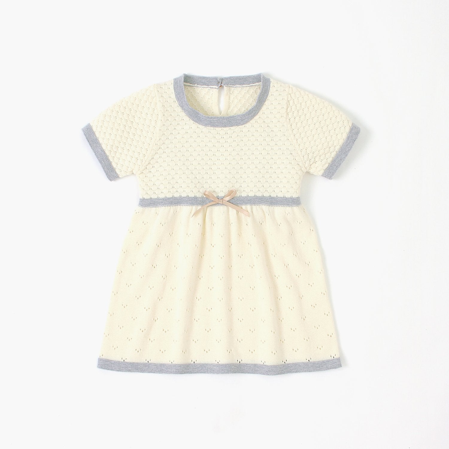 Girls Spring And Autumn Solid Cotton Short Sleeve Dress Girls Wholesale Dresses