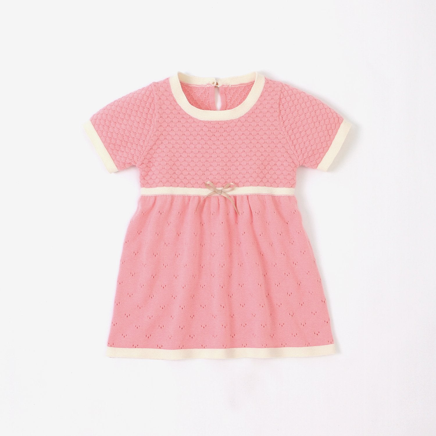 Girls Spring And Autumn Solid Cotton Short Sleeve Dress Girls Wholesale Dresses