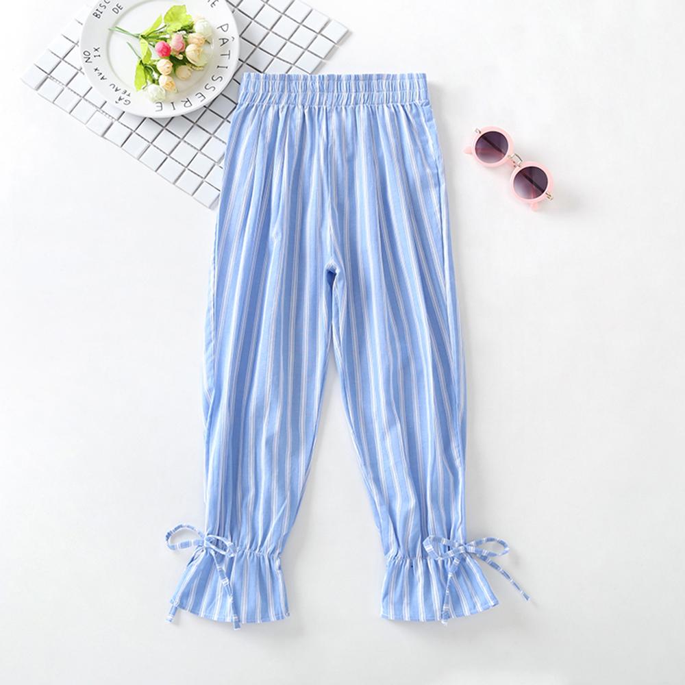 Girls Stripe Cotton Casual Blue Pants Wholesale Girls Clothing