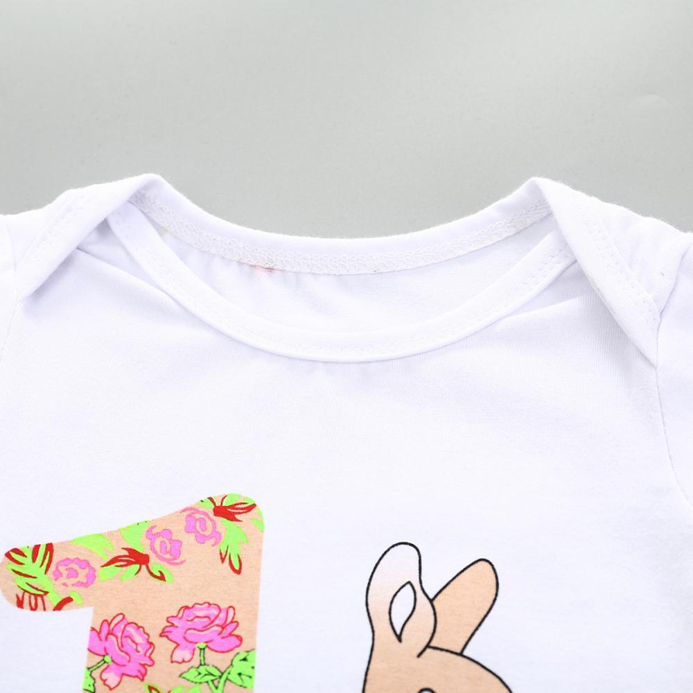 Girls Summer Girls' Cartoon Rabbit Print Short Sleeve Jumpsuit & Gauze Skirt Toddler Girl Wholesale Clothing