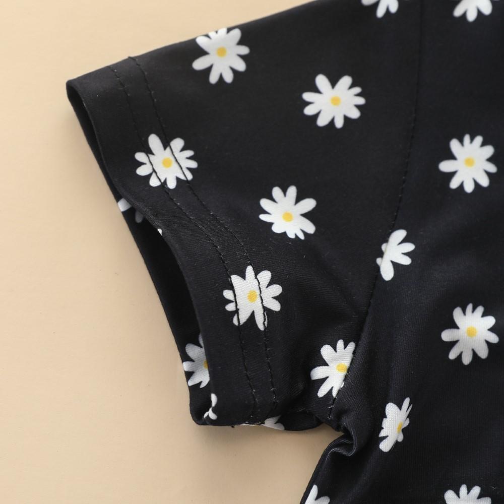 Girls Summer Girls' Chrysanthemum Printed Short Sleeve T-Shirt Kid Apparel Wholesale