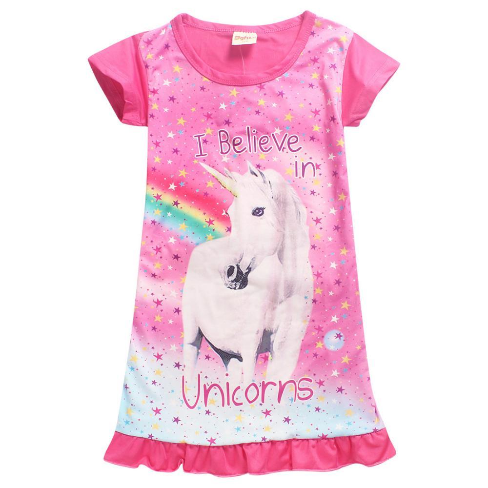 Girls Summer Girls' Unicorn Print Short Sleeve Dress Wholesale Girls Clothes