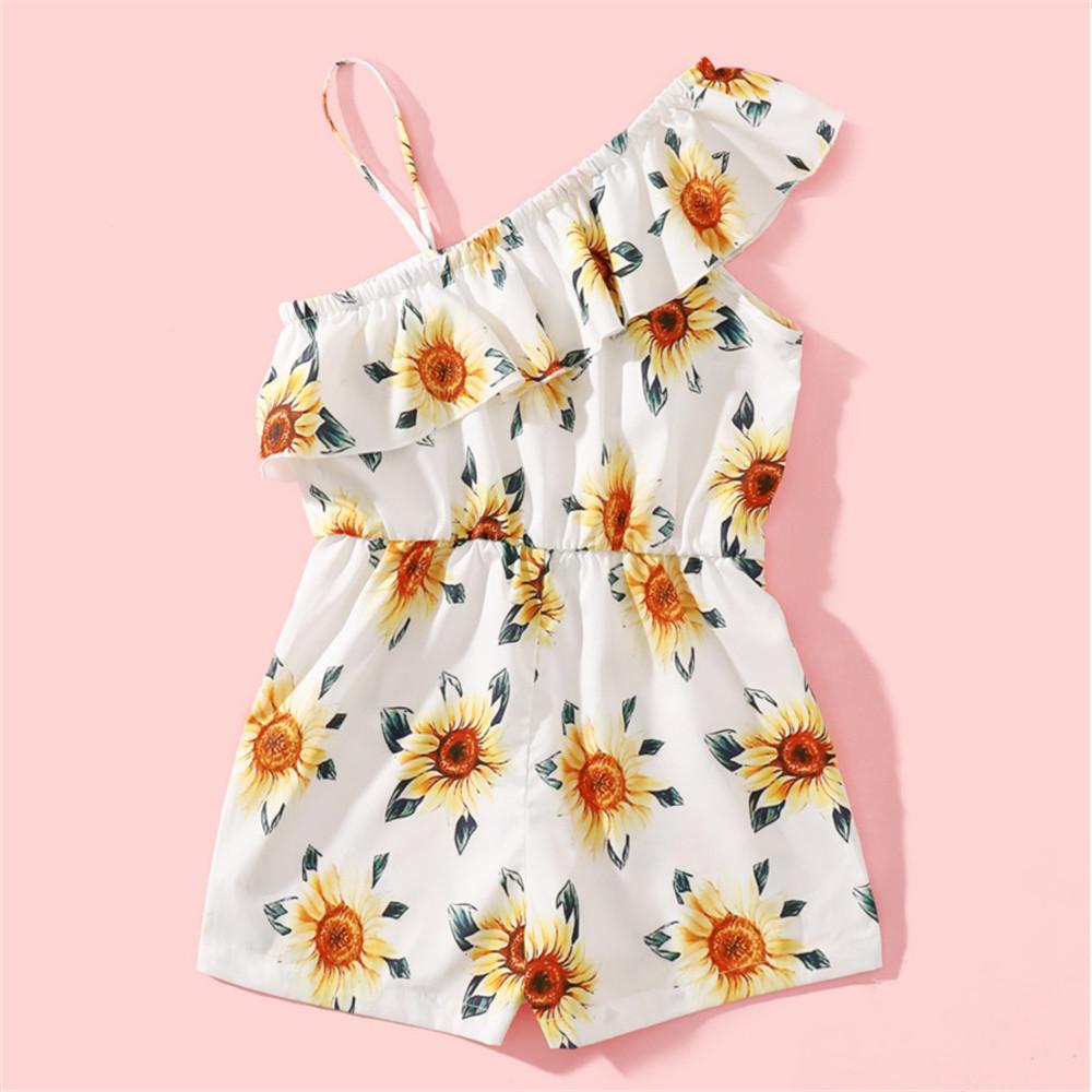 Girls Sunflower Print Jumpsuit Trendy Kids Wholesale Clothing