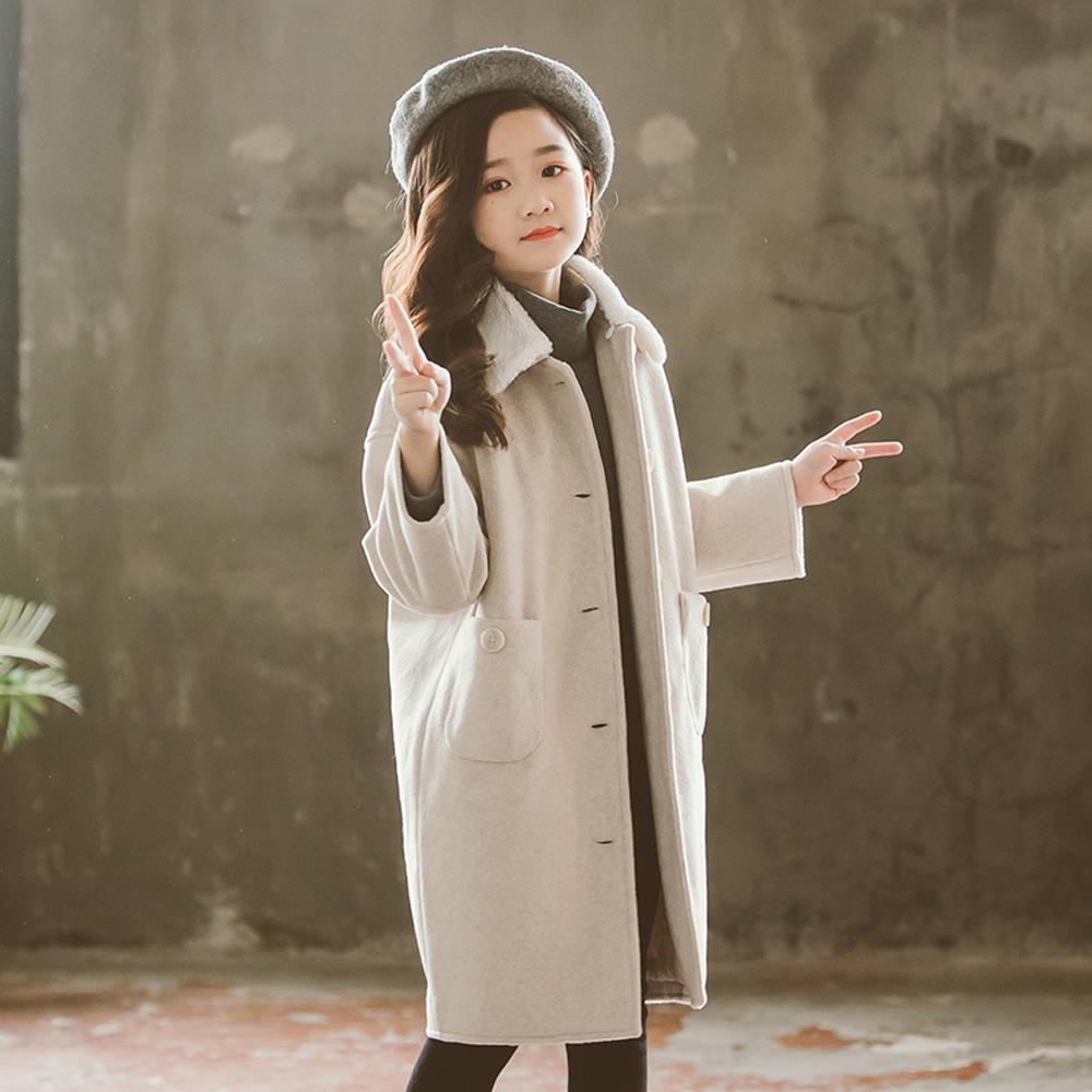 Girls Woolen Coat Thickened Mid-Length Children'S Woolen Coat Kids Wholesale Clothing