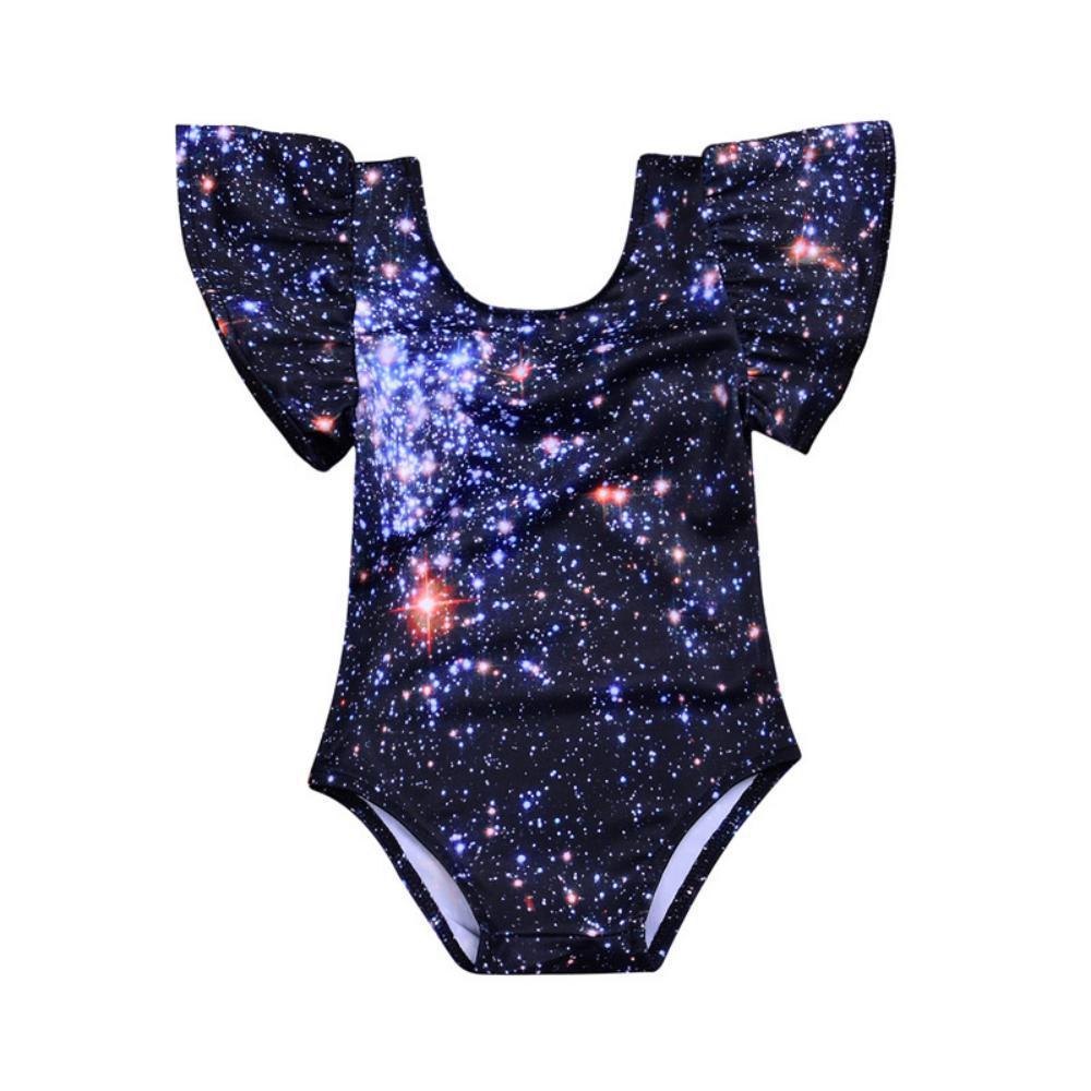Girls'  Starry Sky Print One Piece Swimsuit Toddler One Piece Swimsuit