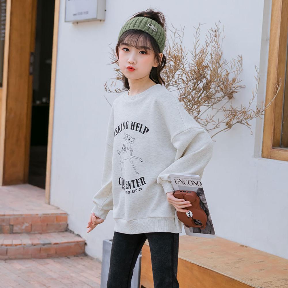 Girls' Sweater Cartoon Print Letters Big Kids Loose Top Wholesale Childrens Clothing