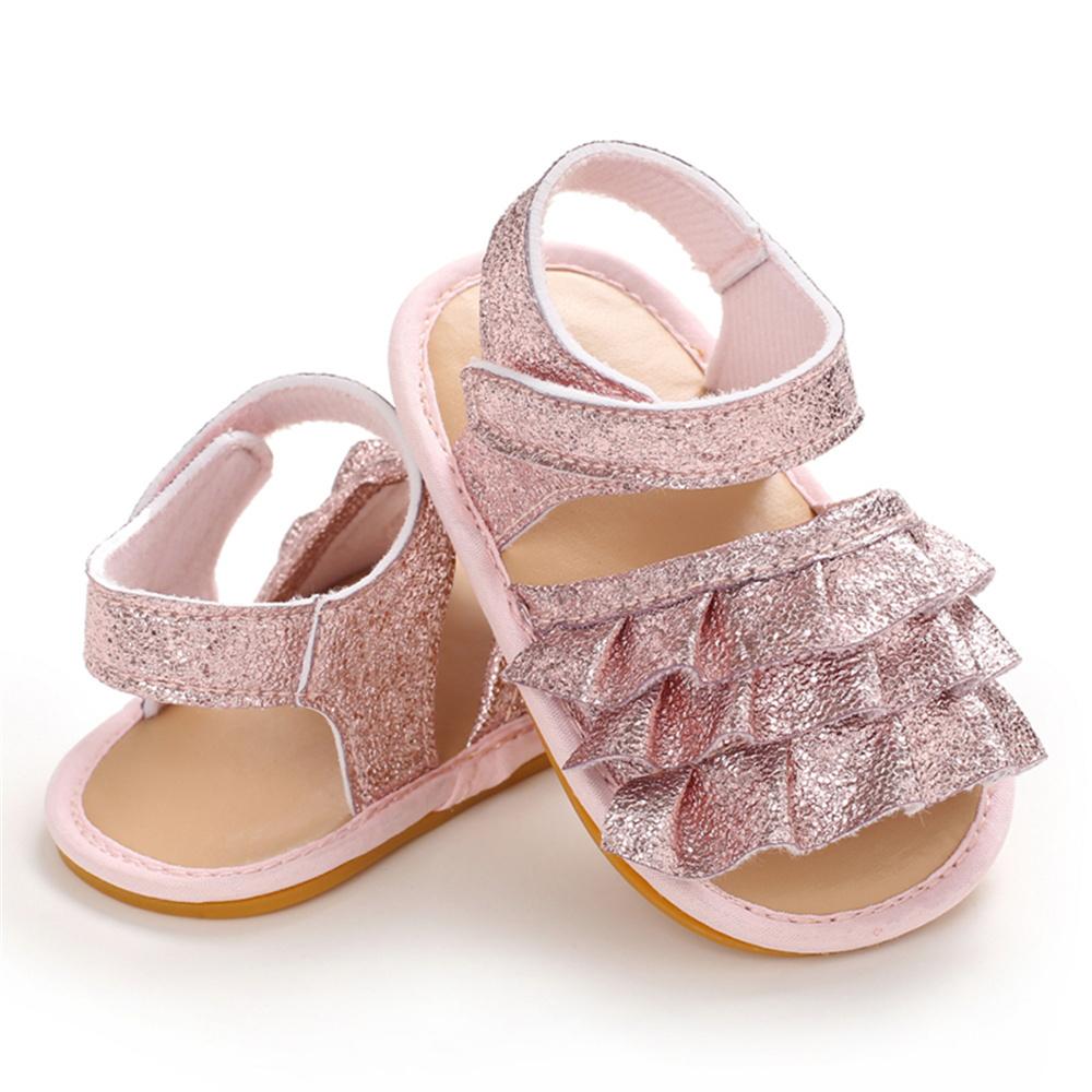 Baby Girls Glitter Magic Tape Layered Sandals Wholesale Baby Shoes Suppliers