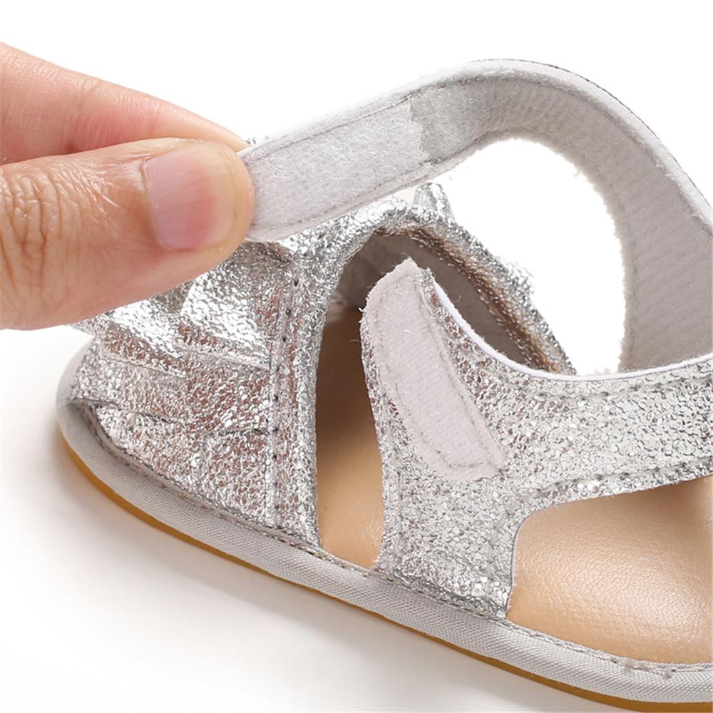 Baby Girls Glitter Magic Tape Layered Sandals Wholesale Baby Shoes Suppliers