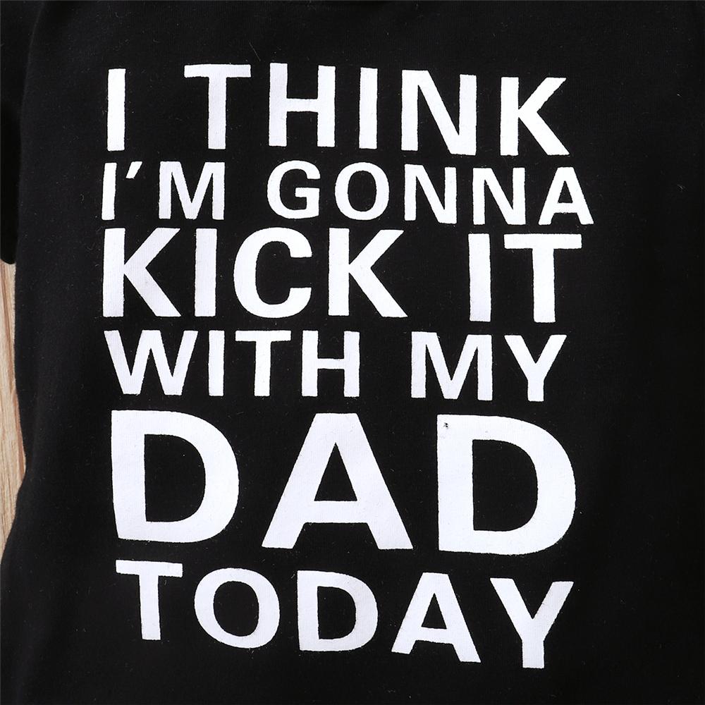 Boys Gonna Kick It With My Dad Today Printed Short Sleeve Hooded Top & Ripped Shorts kids wholesale clothing