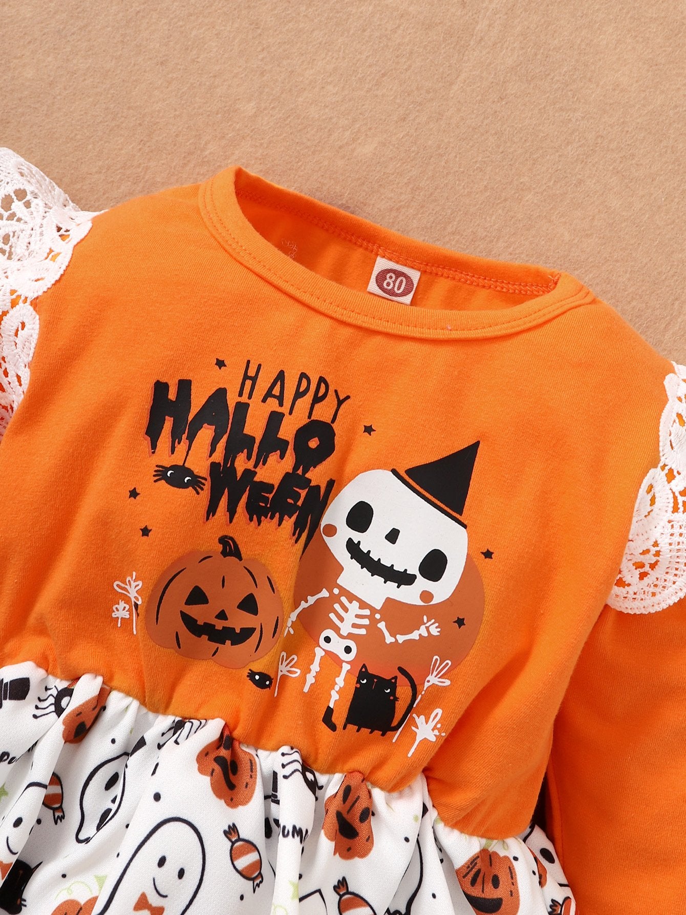 Baby Girls Halloween Cartoon Printed Long Sleeve Romper & Headband baby wholesale vendors