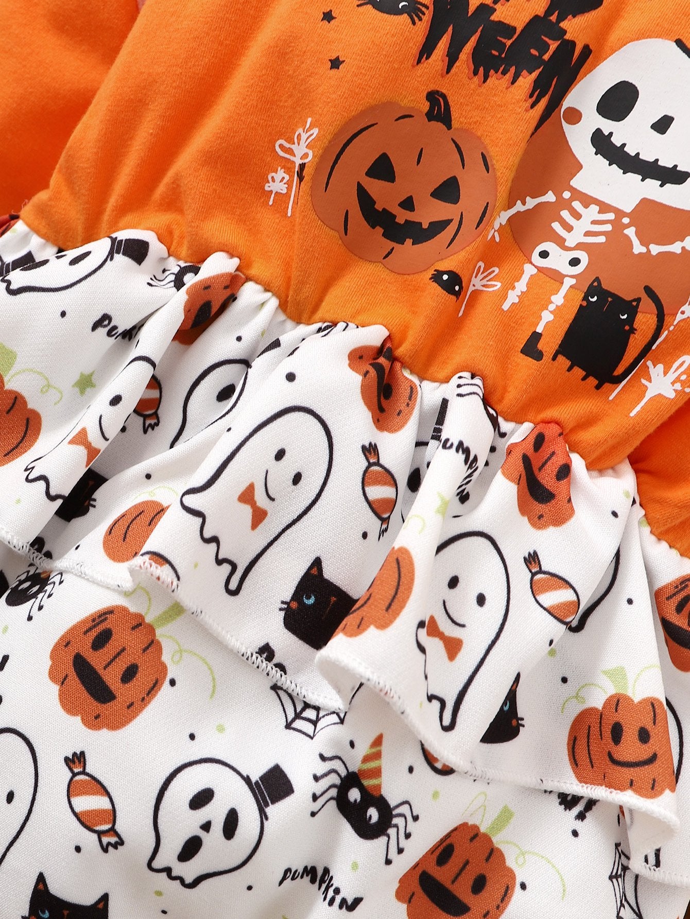 Baby Girls Halloween Cartoon Printed Long Sleeve Romper & Headband baby wholesale vendors