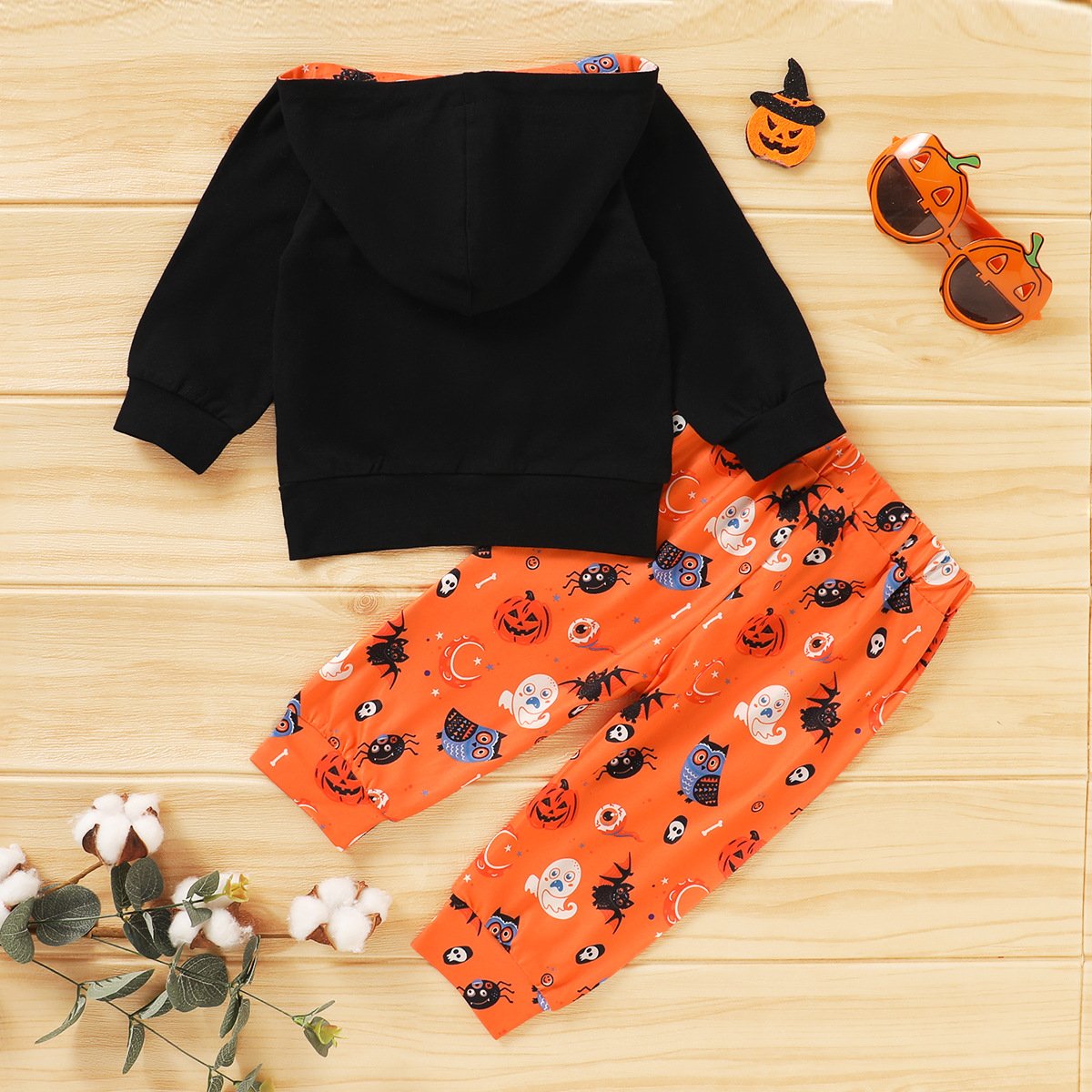 Baby Halloween Hooded Cartoon Letter Printed Top & Pants baby clothes wholesale distributors