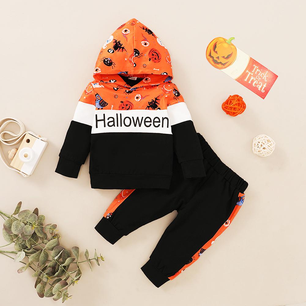 Halloween Long Sleeve Printed Hooded Top & Pants wholesale childrens clothing