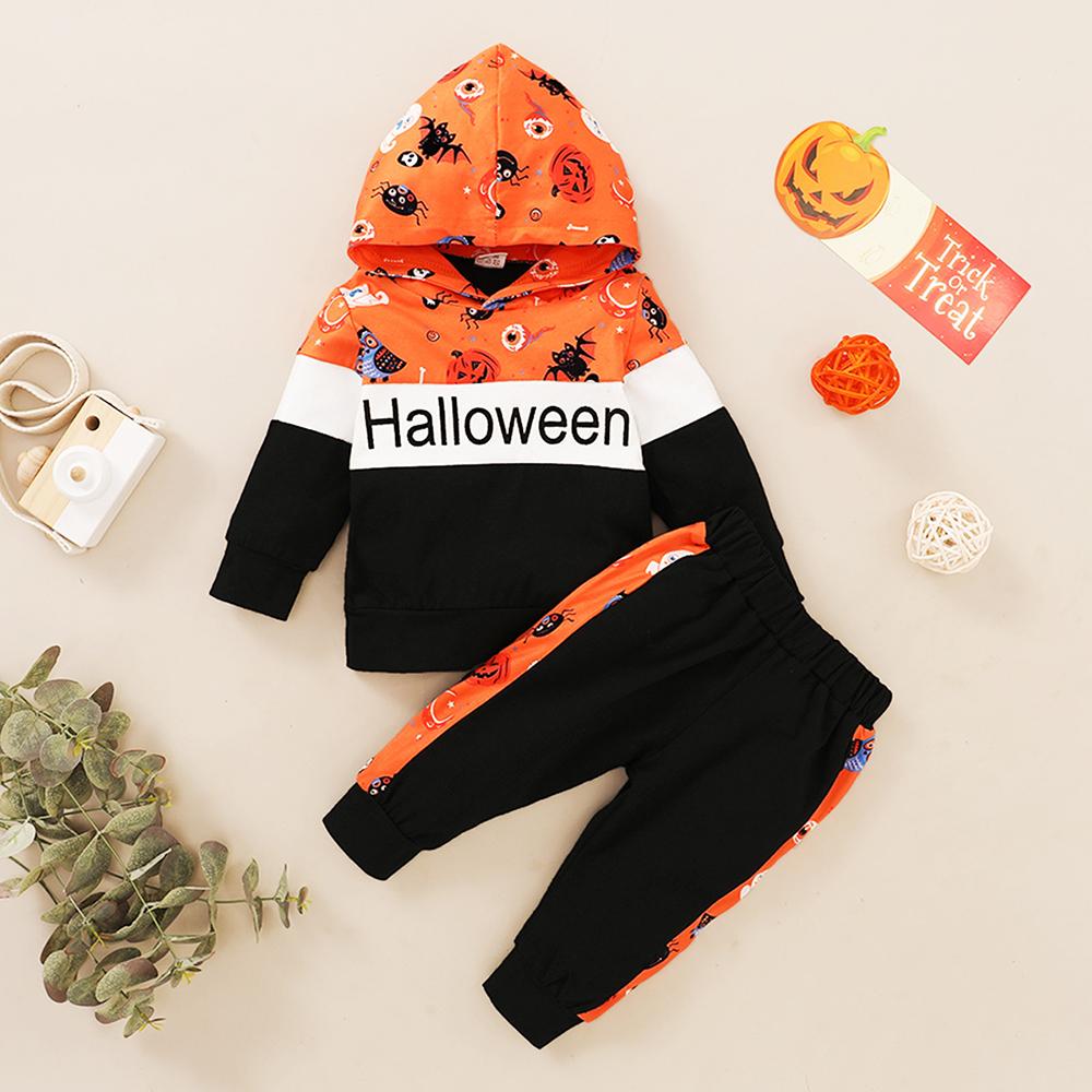 Halloween Long Sleeve Printed Hooded Top & Pants wholesale childrens clothing