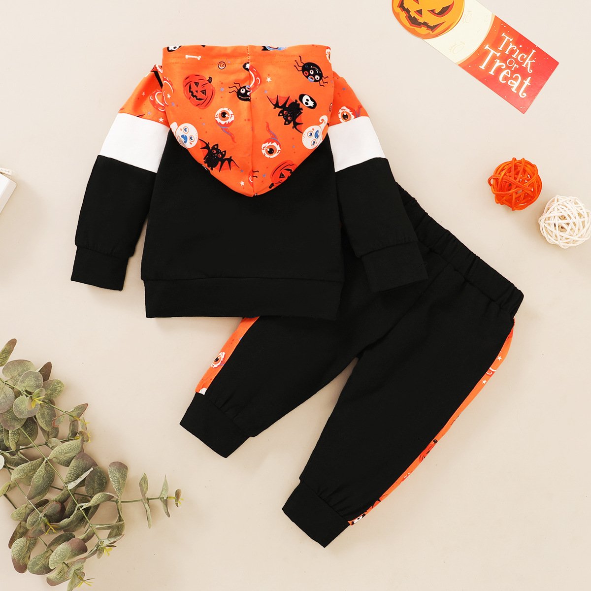 Halloween Long Sleeve Printed Hooded Top & Pants wholesale childrens clothing