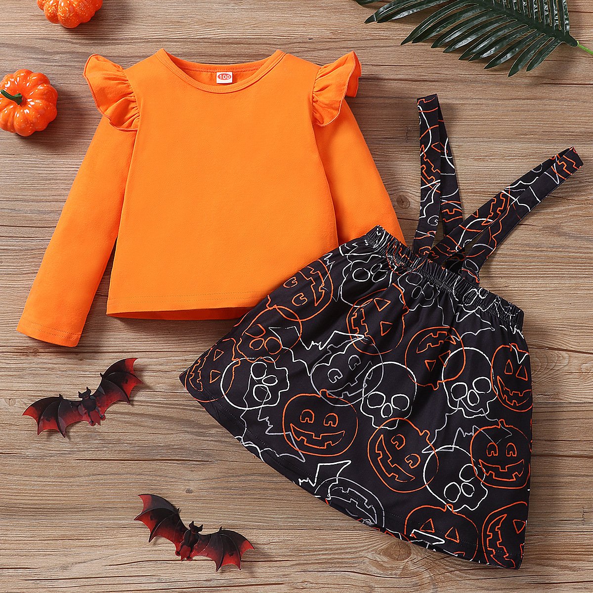 Girls Halloween Long Sleeve Top & Skirt children wholesale clothing