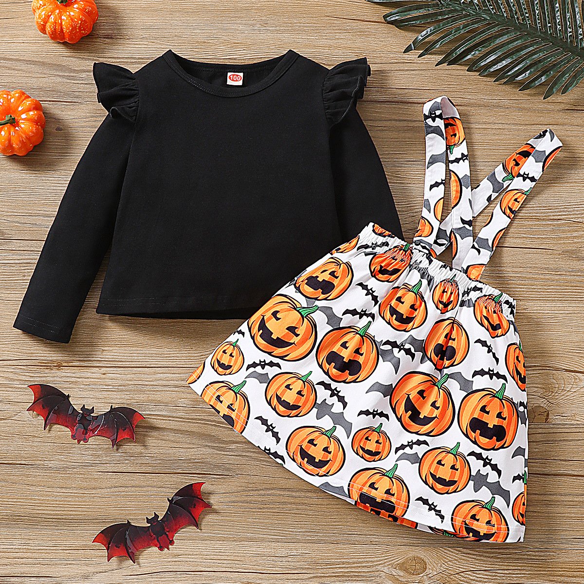 Girls Halloween Long Sleeve Top & Skirt children wholesale clothing