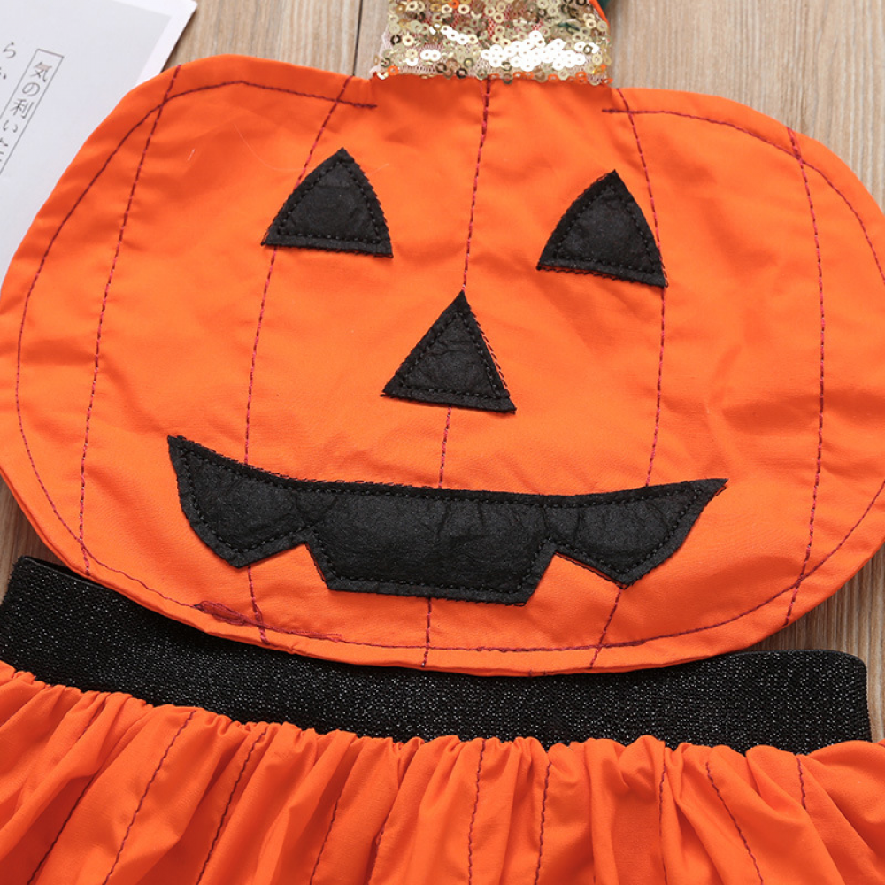 Girls Halloween Pumpkin Dress trendy kids wholesale clothing