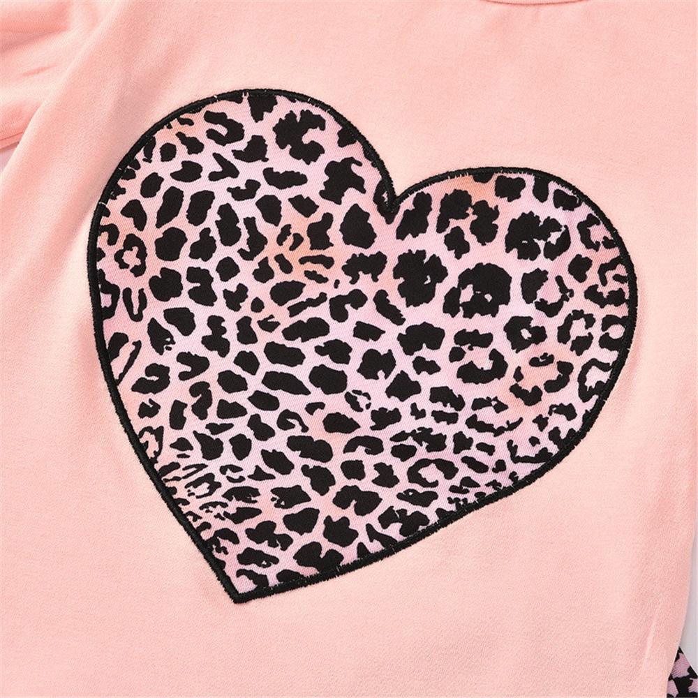 Girls Heart Leopard Printed Short Sleeve Top & Bell Trousers Wholesale Girl Clothing