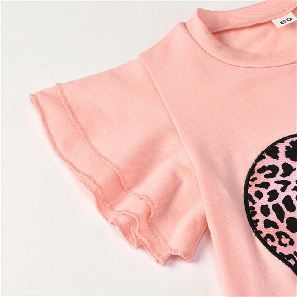 Girls Heart Leopard Printed Short Sleeve Top & Bell Trousers Wholesale Girl Clothing