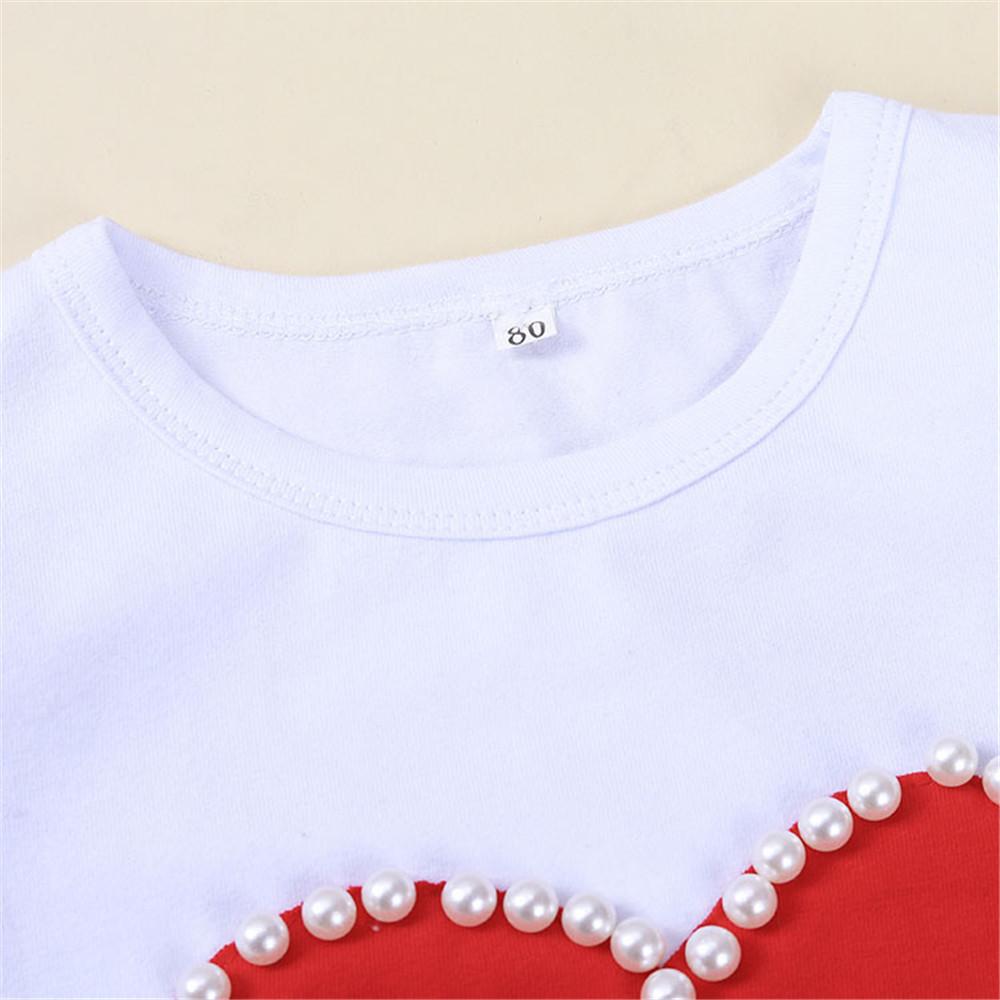 Girls Heart Pearl Short Sleeve Top & Skirt Wholesale Little Girls Clothes