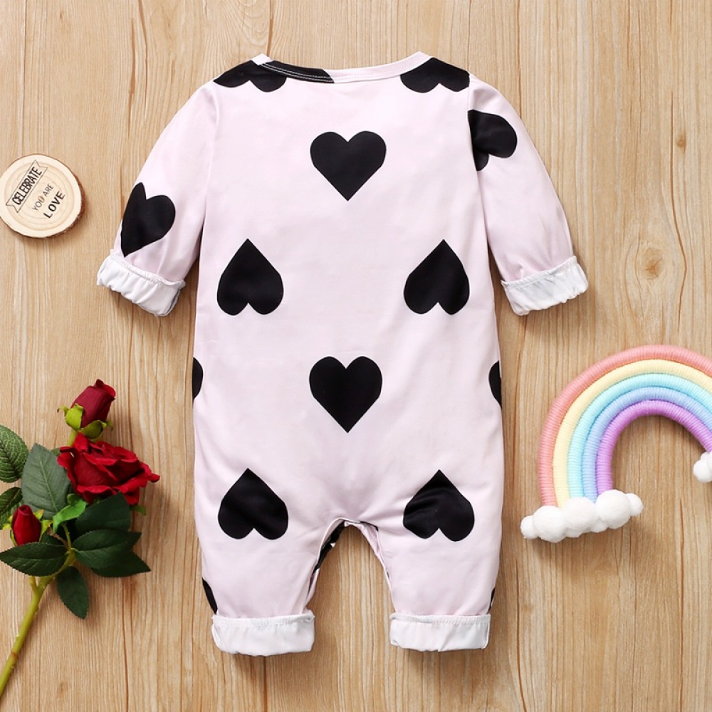 Baby Heart Printed Long Sleeve Romper Wholesale Baby Clothes