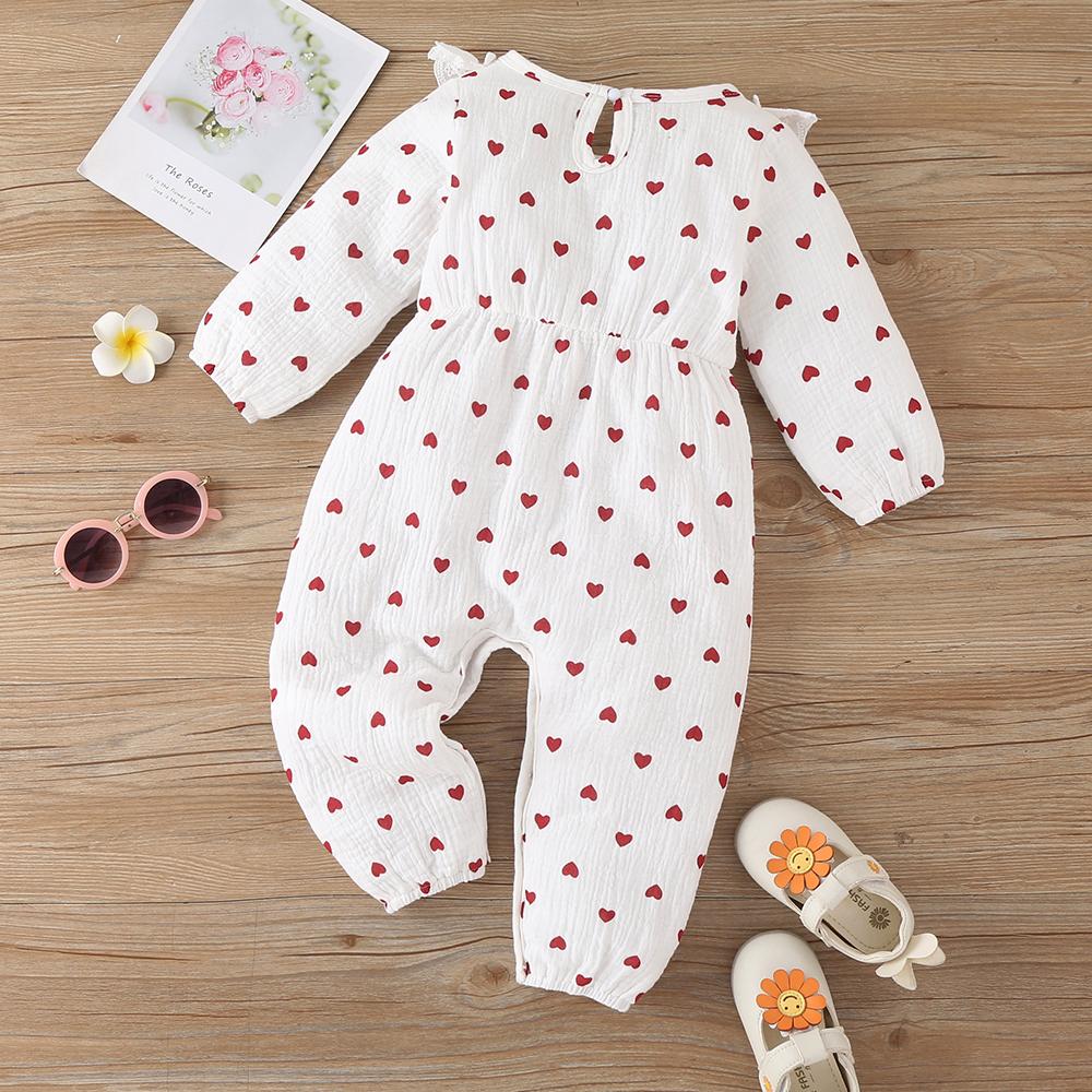 Baby Girls Heart Printed Long Sleeve Romper baby clothes wholesale distributors