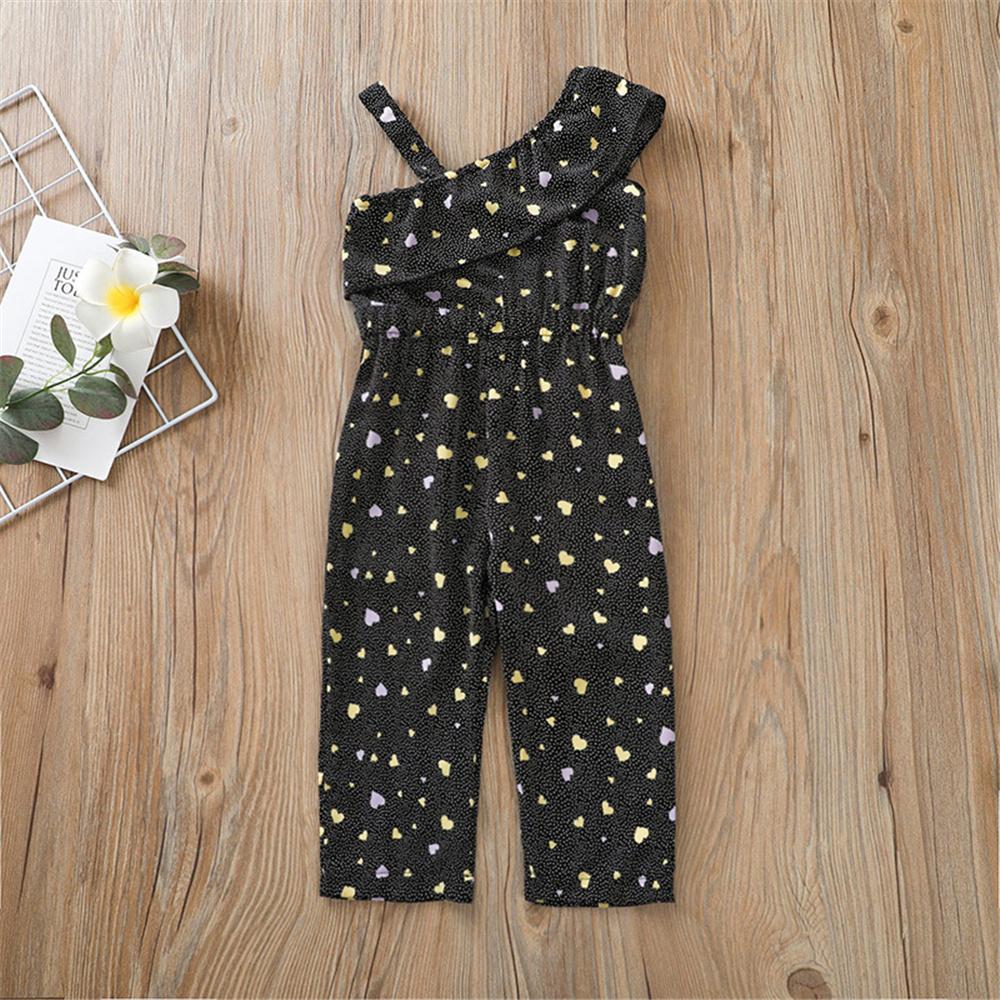 Girls Heart Printed Sling Jumpsuit children wholesale clothing