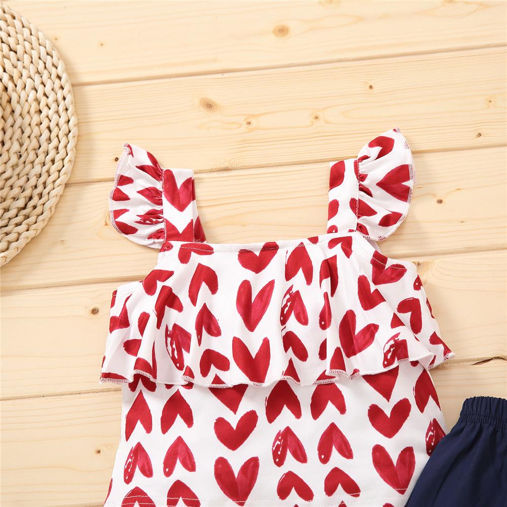 Girls Heart Printed Suspender Top & Shorts kids clothing vendors