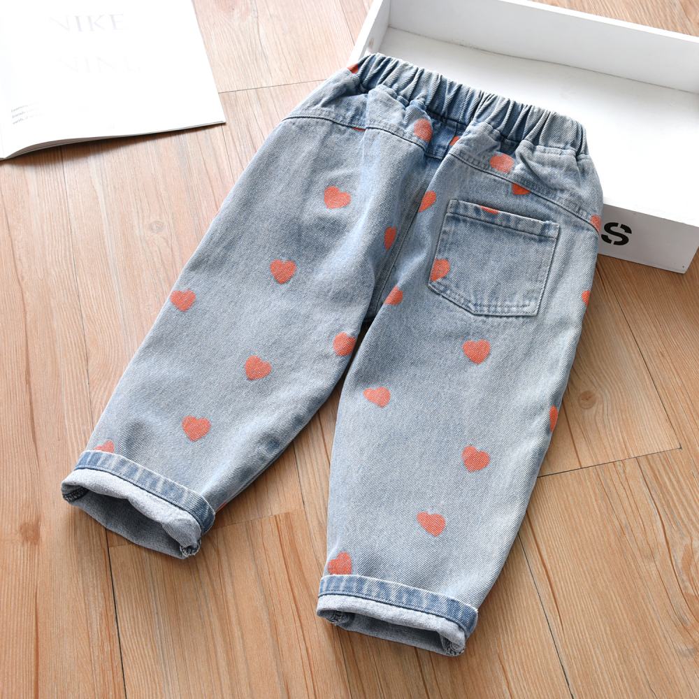 Girls Heart Pritned Jeans wholesale kids boutique clothing