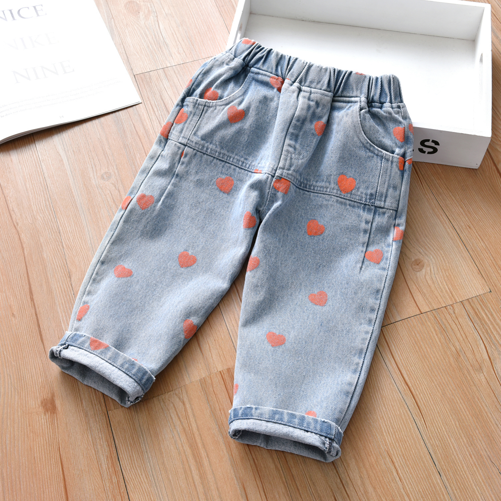 Girls Heart Pritned Jeans wholesale kids boutique clothing