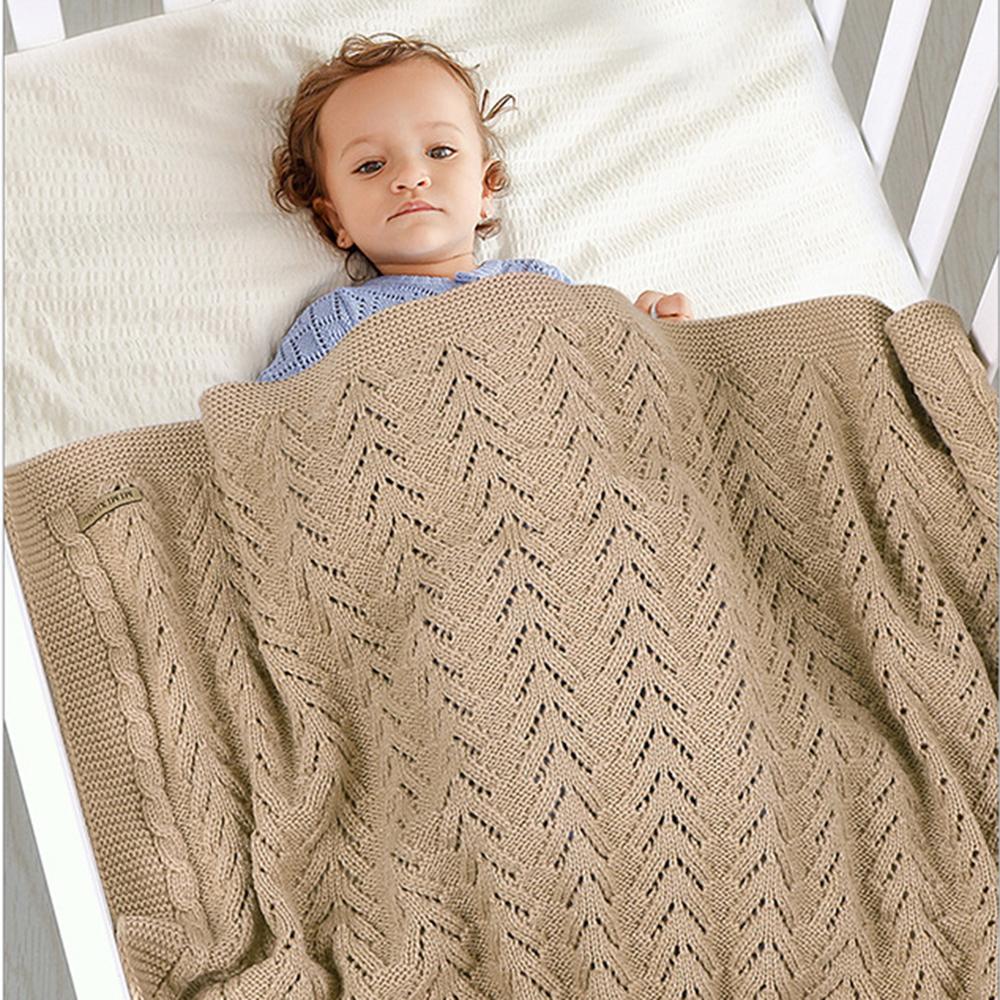 Baby Hollow-out Knitted Solid Color Wholesale Baby Blankets