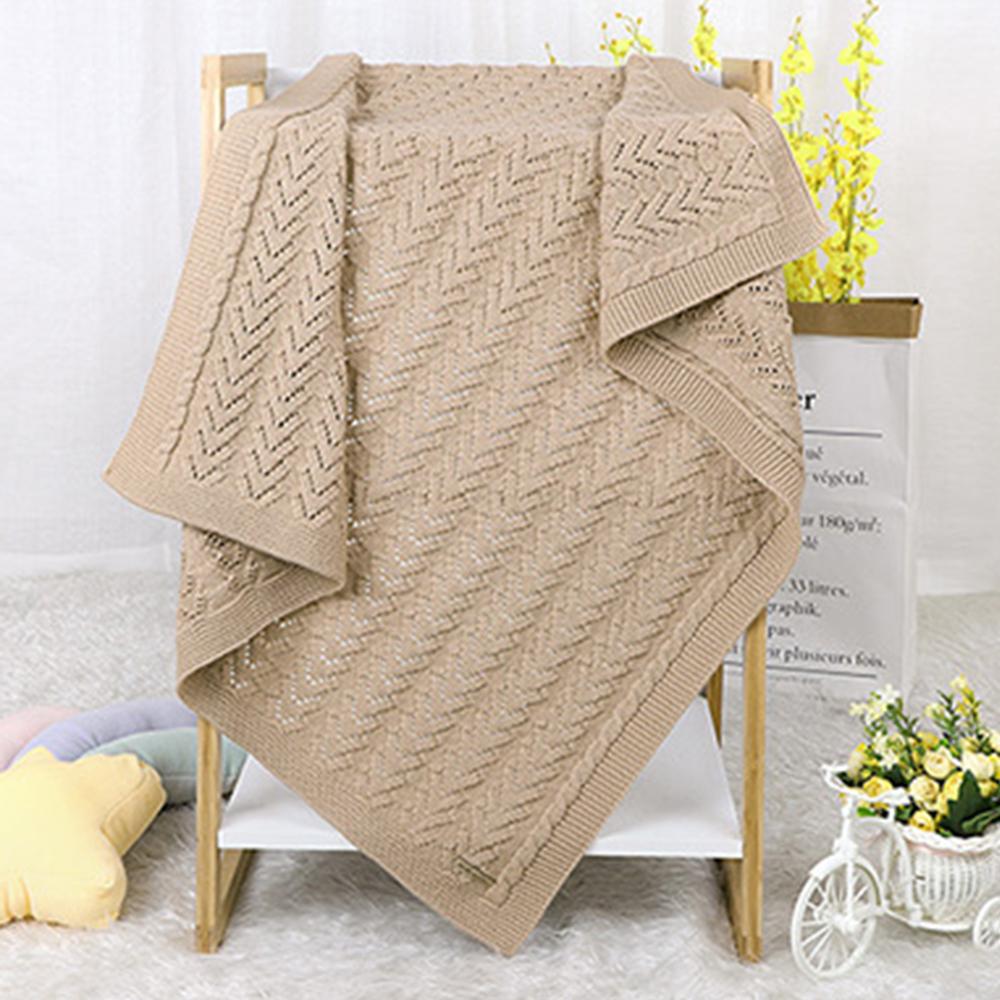 Baby Hollow-out Knitted Solid Color Wholesale Baby Blankets
