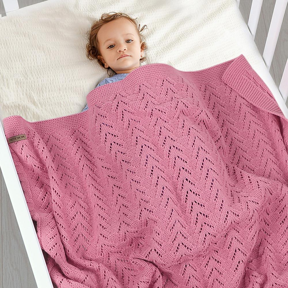 Baby Hollow-out Knitted Solid Color Wholesale Baby Blankets
