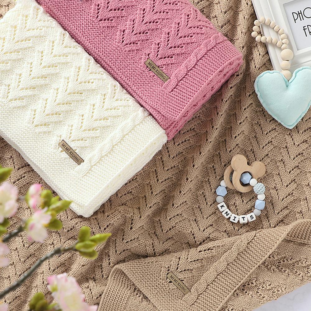 Baby Hollow-out Knitted Solid Color Wholesale Baby Blankets