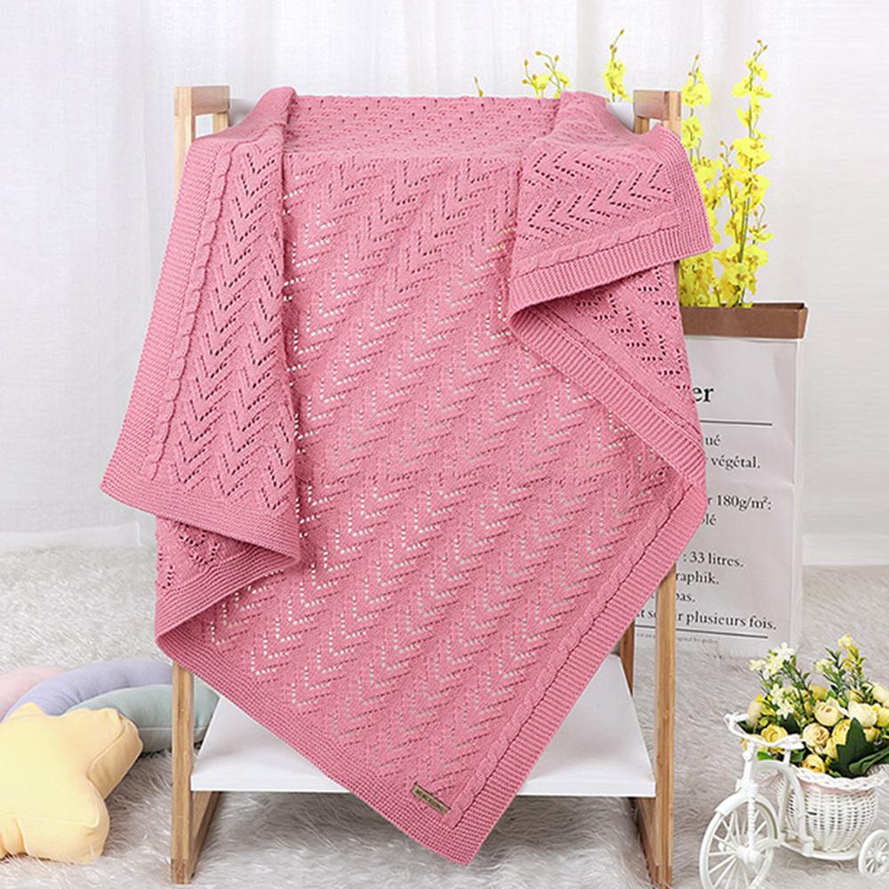 Baby Hollow-out Knitted Solid Color Wholesale Baby Blankets
