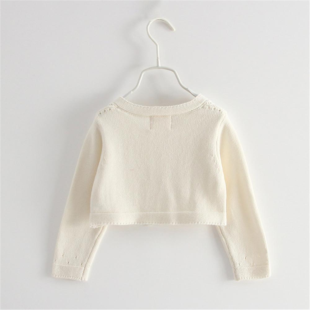 Girls Hollow Out Long Sleeve Solid Cardigan Sweaters