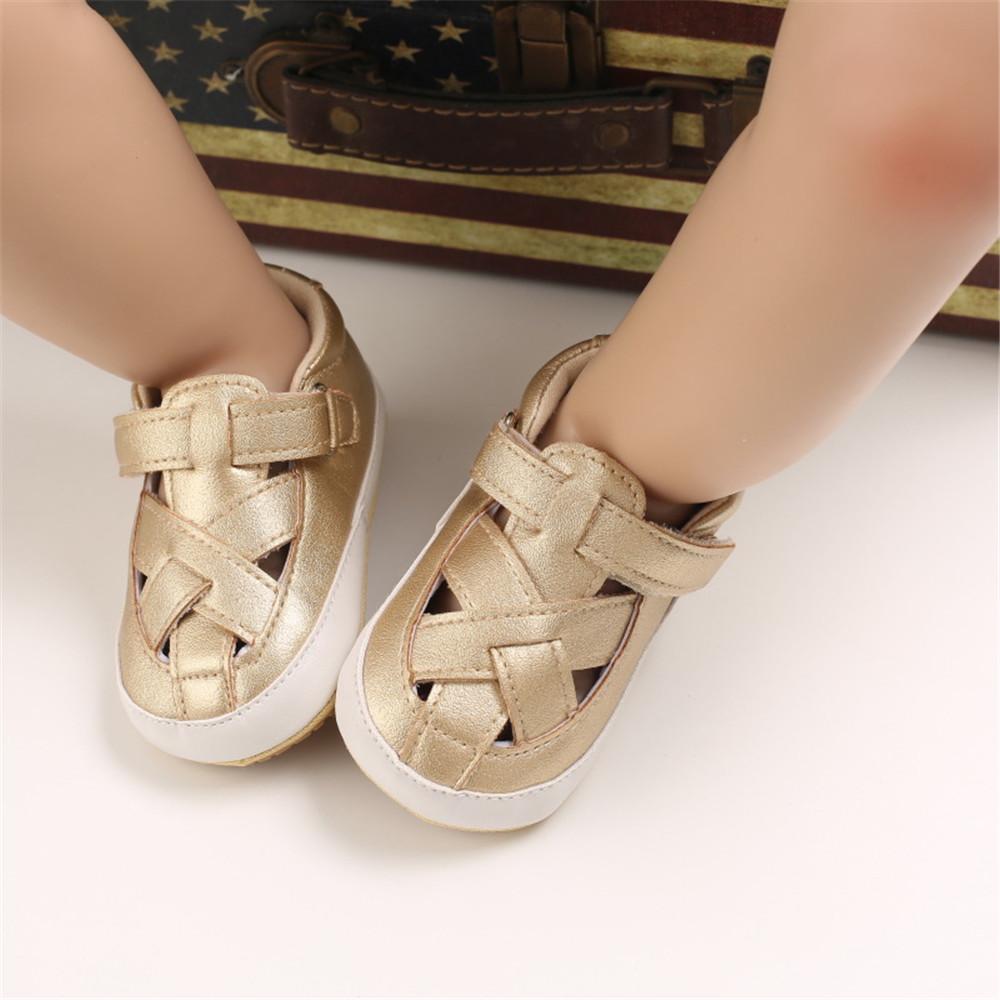 Baby Unisex Hollow Out Rubber Sole Magic Tape Sandals Baby Shoes Wholesale