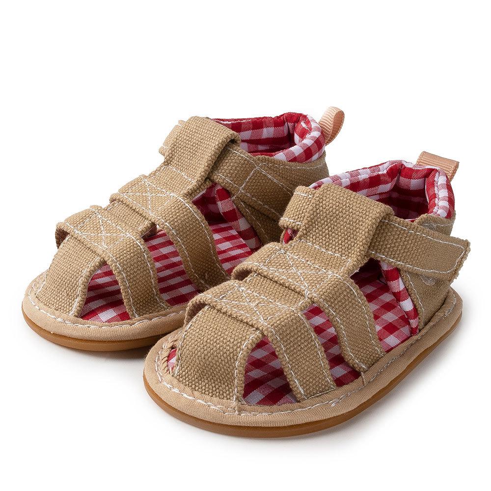 Baby Unisex Hollow Out Summer Canvas Magic Tape Sandals Baby Shoe Wholesale