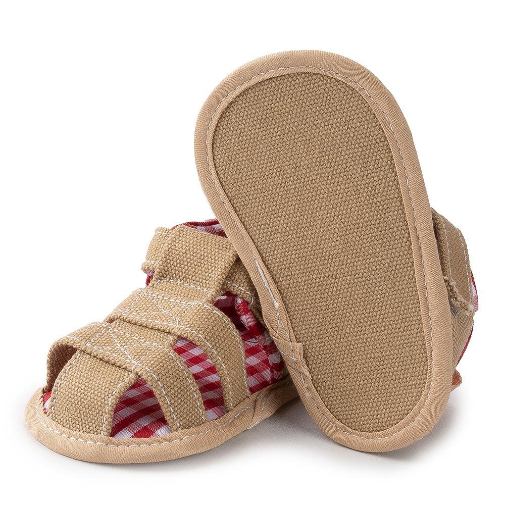 Baby Unisex Hollow Out Summer Canvas Magic Tape Sandals Baby Shoe Wholesale