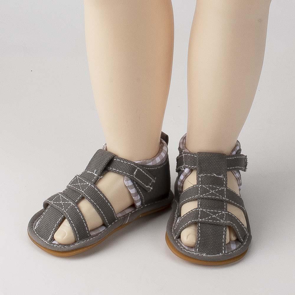 Baby Unisex Hollow Out Summer Canvas Magic Tape Sandals Baby Shoe Wholesale