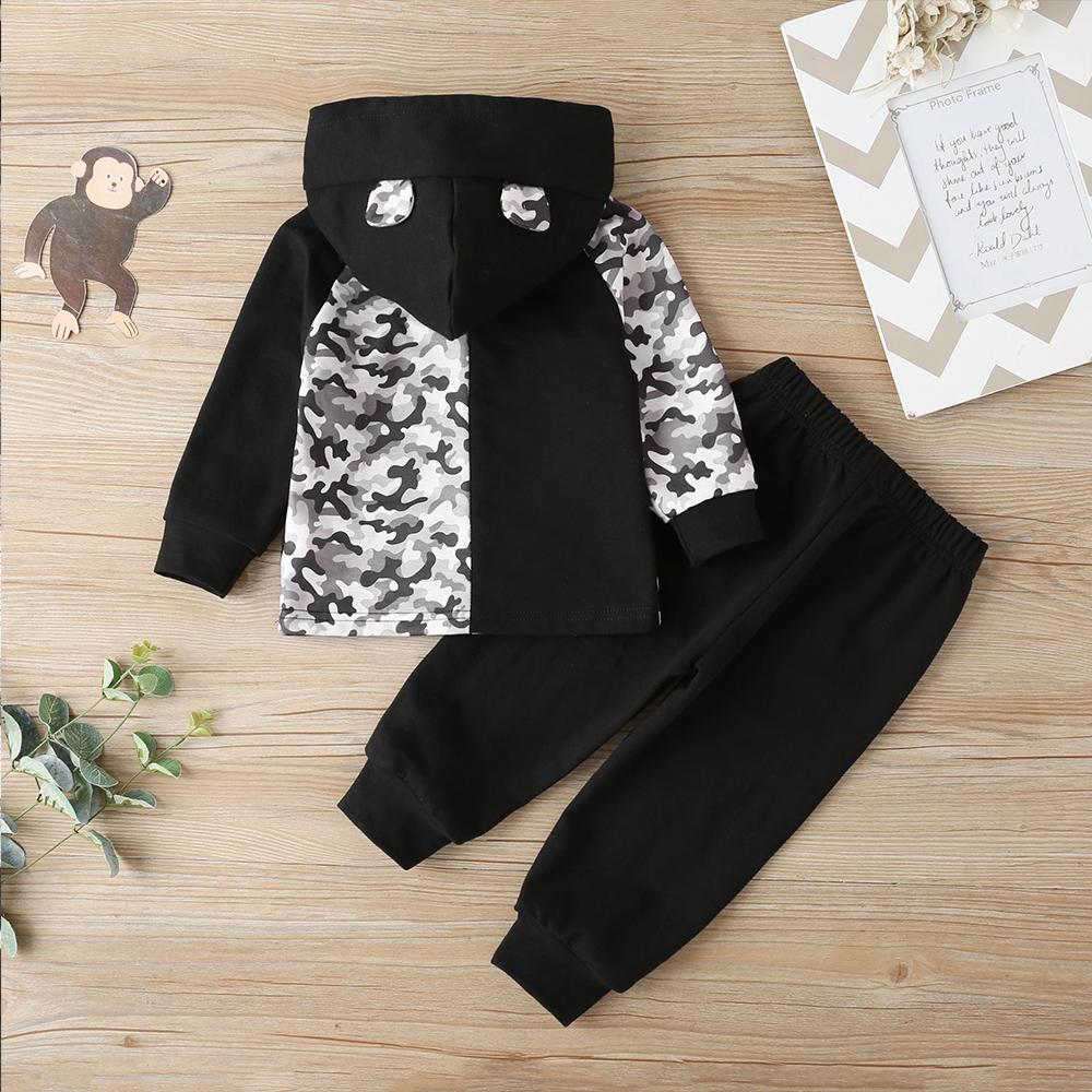 Baby Boys Hooded Camouflage Long Sleeve Top & Pants Wholesale Baby Clothes