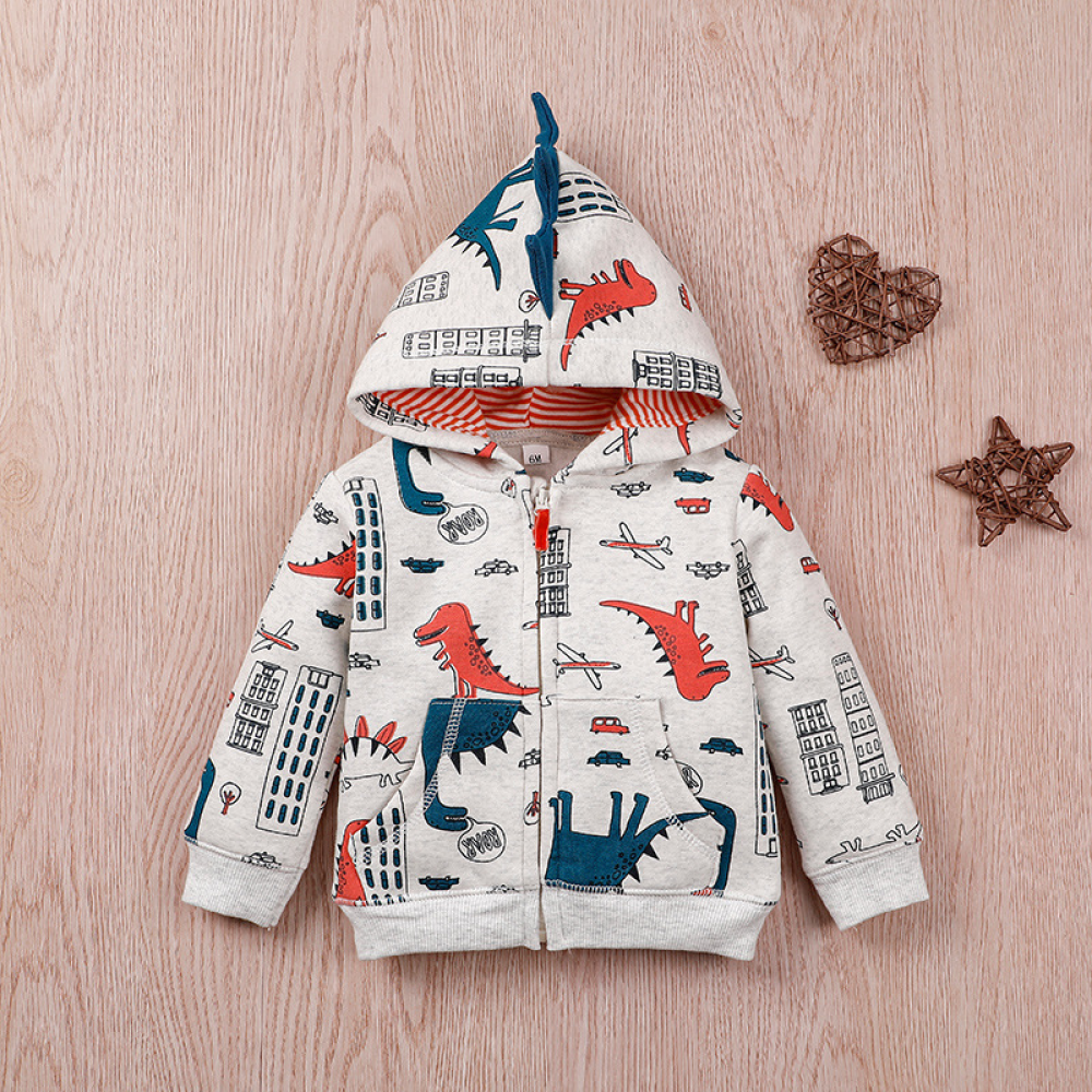 Baby Boys Hooded Dinosaur Long Sleeve Jacket baby clothes wholesale distributors