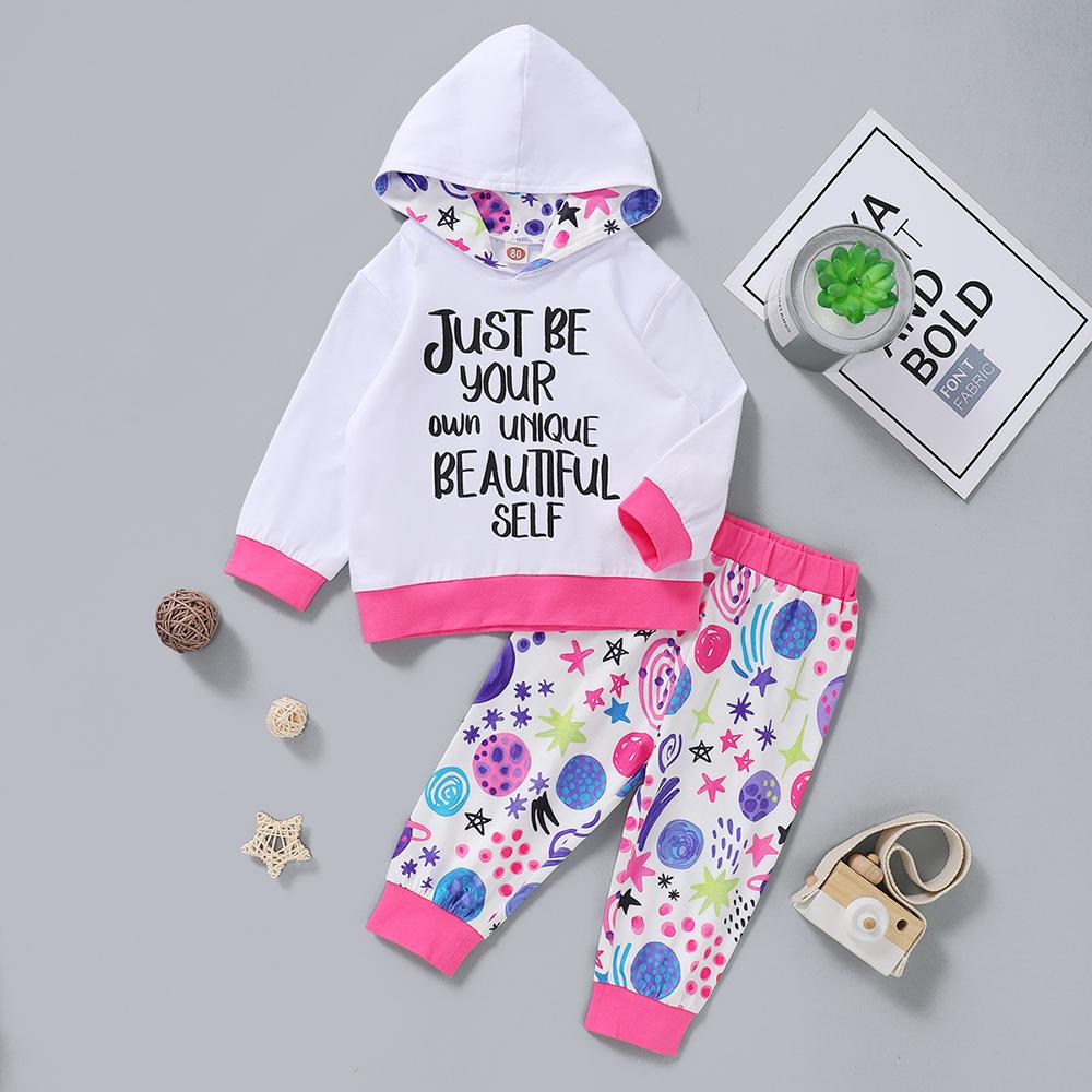 Baby Girls Hooded Letter Long Sleeve Top & Pants wholesale baby clothes usa