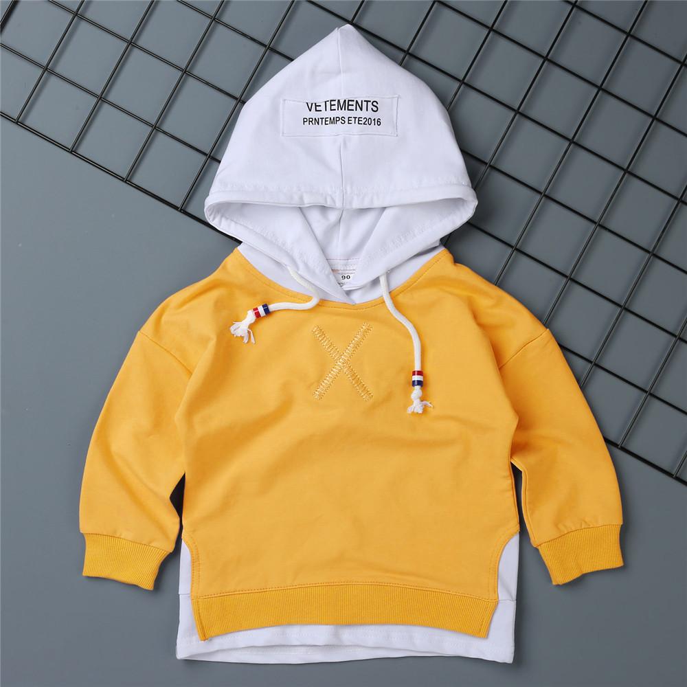 Boys Hooded Letter Printed Long Sleeve Tops