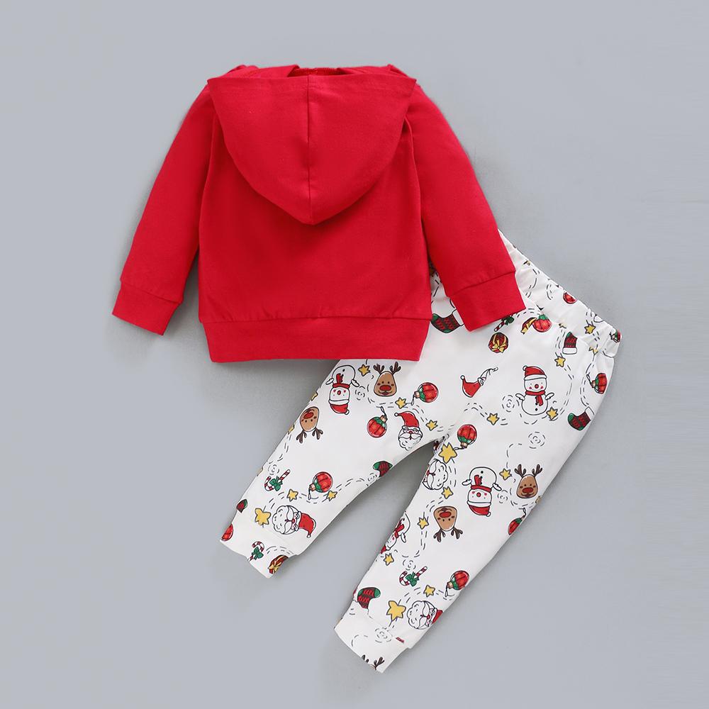 Baby Hooded Long Sleeve  Christmas Letter Top & Pants wholesale baby clothes usa