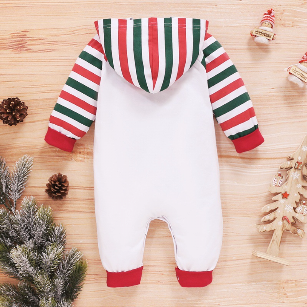 Baby Hooded Long Sleeve Letter Striped Romper wholesale baby clothing