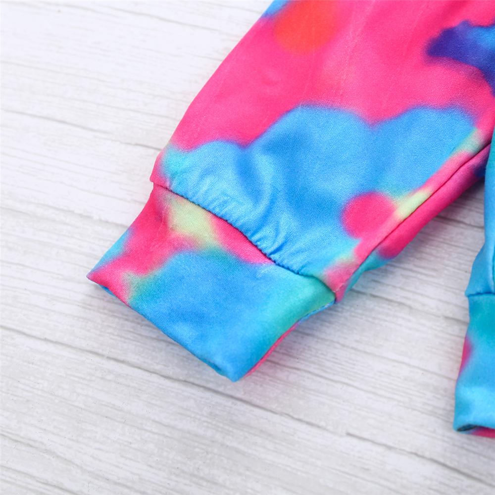 Girls Hooded Long Sleeve Tie Dye Top & Patch Jeans Girls Wholesale