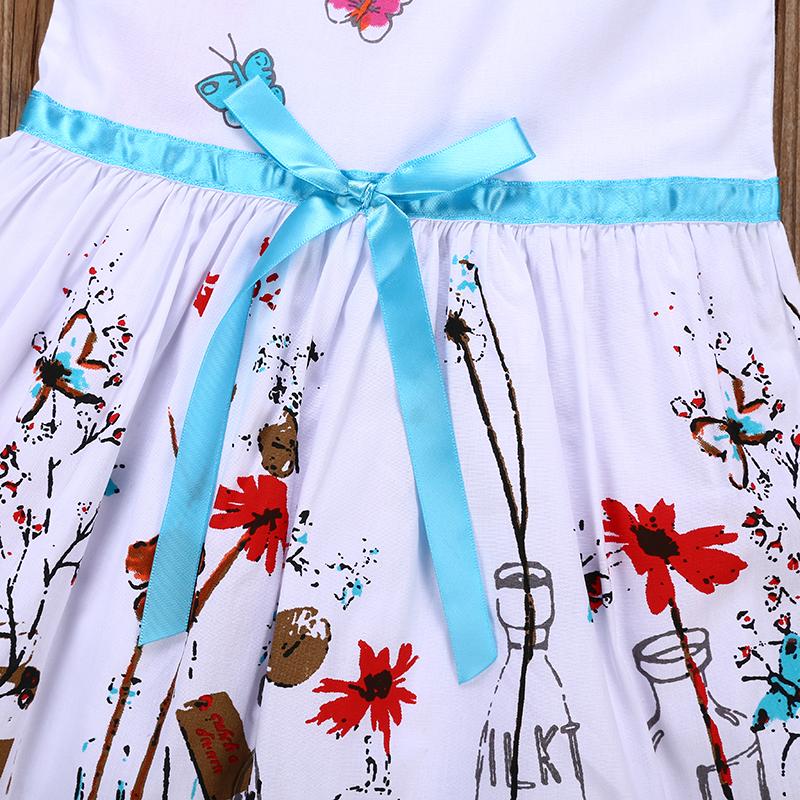 Fashionable Cartoon Print Bow Sleeveless Dress