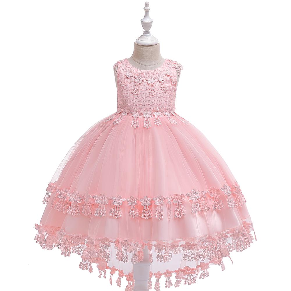 Girl Lace Solid Color Princess Tail Dress